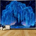 thumbnail image 2 of Simpkeely Blacklight Tree of Life Tapestry - UV Reactive Neon Willow & Galaxy Starry Night Wall Hanging, Mystical Aesthetic Wall Art for Bedroom, Living Room & Party Decor - 51.2" x 59.1", 2 of 7