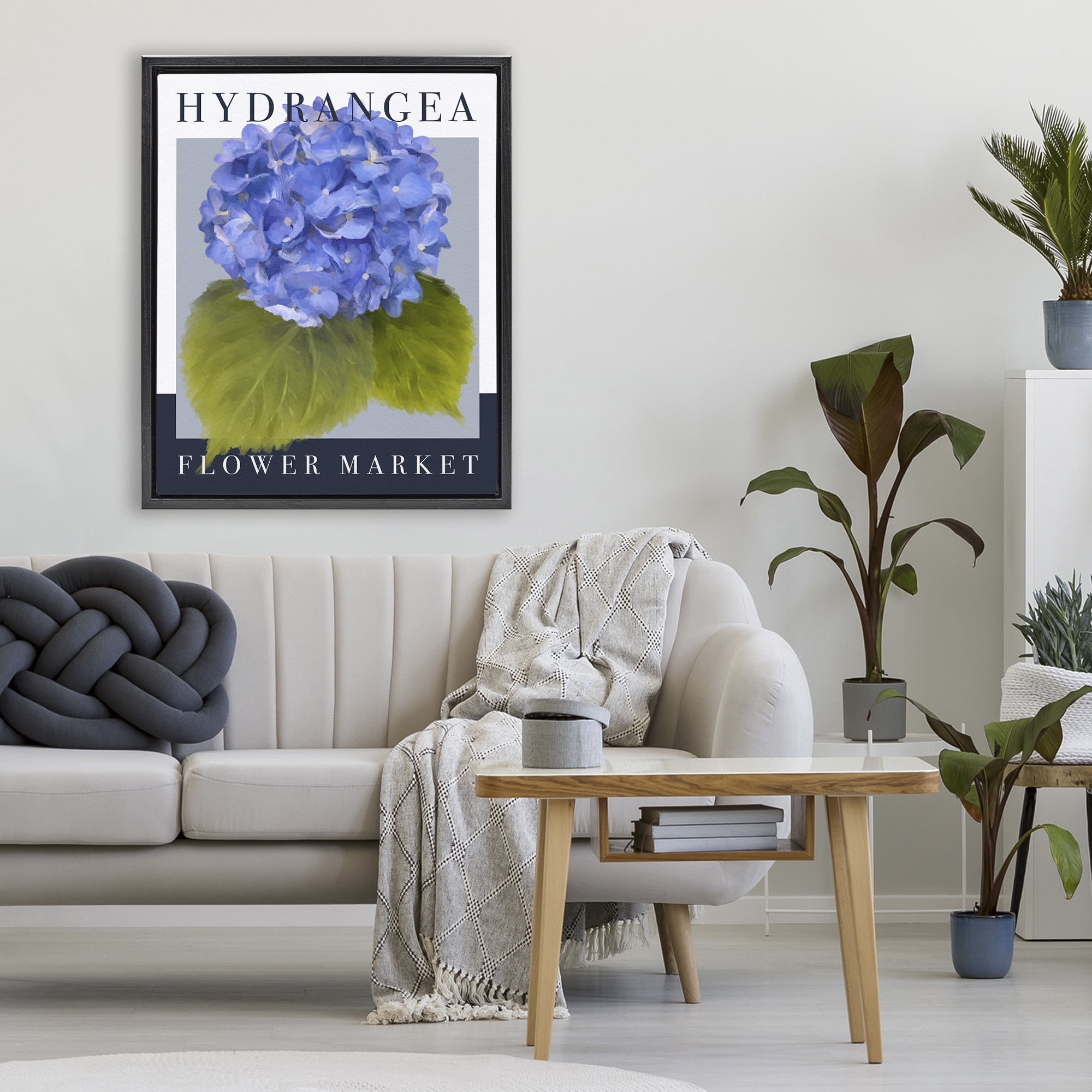 Stupell Industries Hydrangea Flower Market Black Framed Floater Canvas Wall Art, design by Jennifer Stith