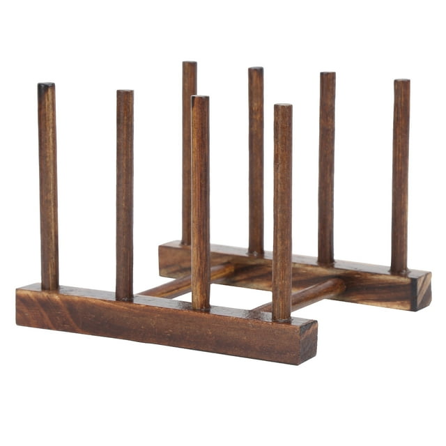 Dish Drying Rack, Wooden Dish Rack Drying Rack For Cutting Board For Bowl For Tray For Cup 4 Column Carbon Burning,6 Column Carbon Burning