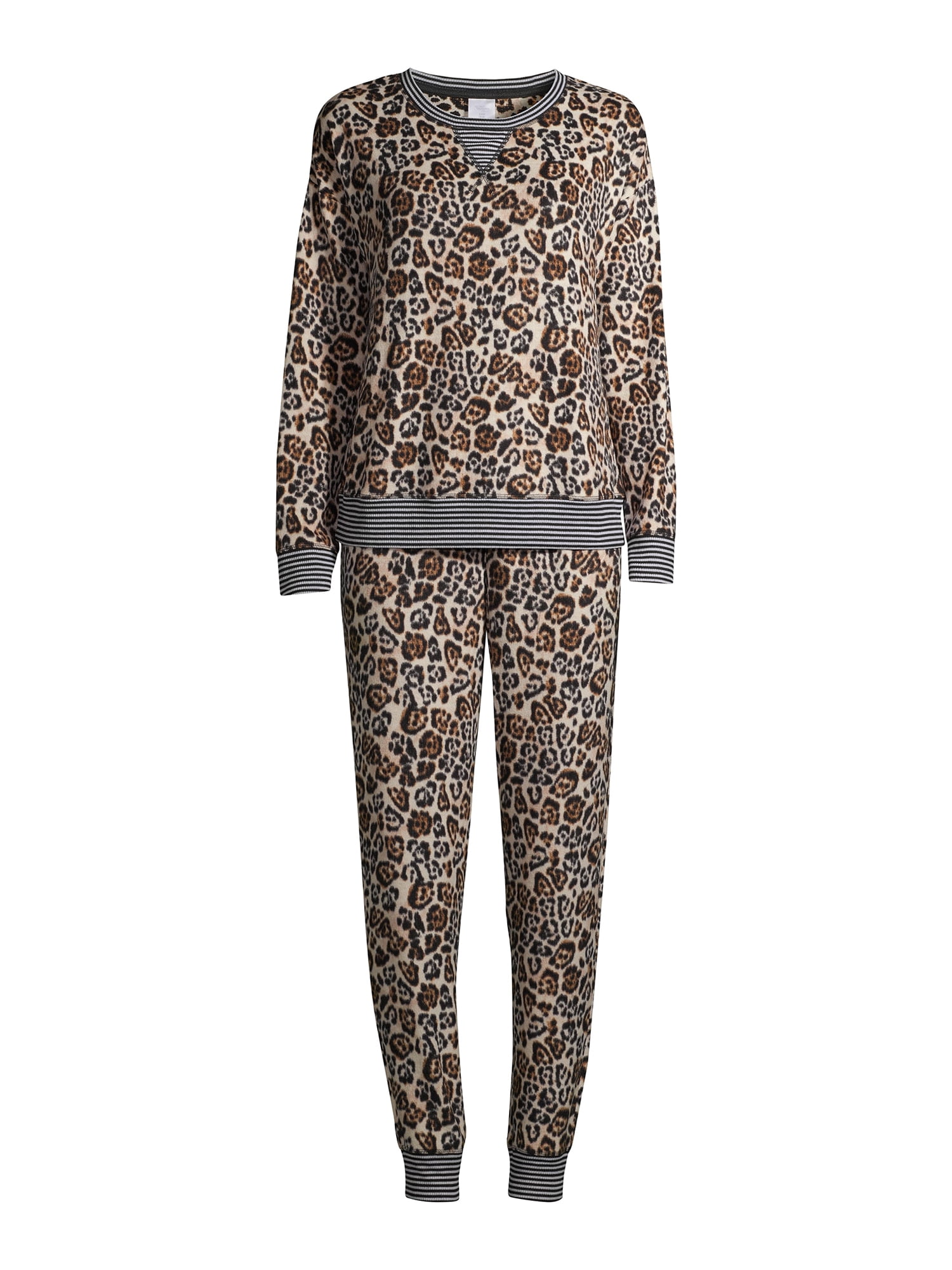 Secret Treasures Women's and Women's Plus Fuzzy Luxe Long Sleeve Top and Pants Pajama Set, 2-Piece