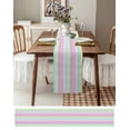 thumbnail image 3 of ERUNPONLY Pink Aqua Stripes Table Runner - 90 Inch Long Geometric Yellow Geometric Cotton and Linen Blended Dress Scarves Farmhouse Table Runner for Kitchen Dining, Coffee Table, 13"x90", 3 of 8