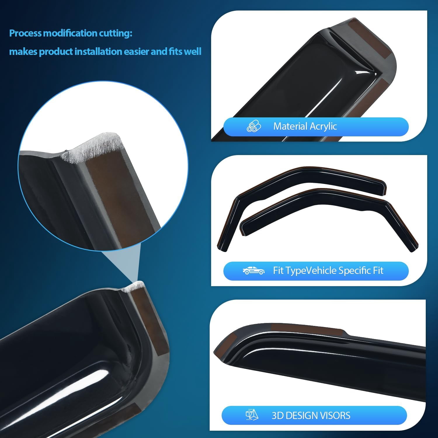 Nilight In-Channel Window Deflectors for 1996-2025 Chevrolet Express Van & GMC Savana, Front 2-Piece Rain Guards for Vent Windows (2016-2025 Models)
