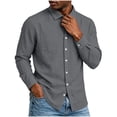 thumbnail image 6 of Busydd Mens Button Down Shirt with Front Pocket Solid Color Long Sleeve Shirts for Men Dressy Casual Turndown Collar Shirts 2XL, 6 of 9