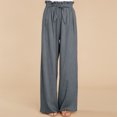 thumbnail image 2 of Pantalones de piernas anchas para mujer con cintura elástica, cinturón de lazo, pantalones larg Irfora Pantalones de mujer, 2 of 5