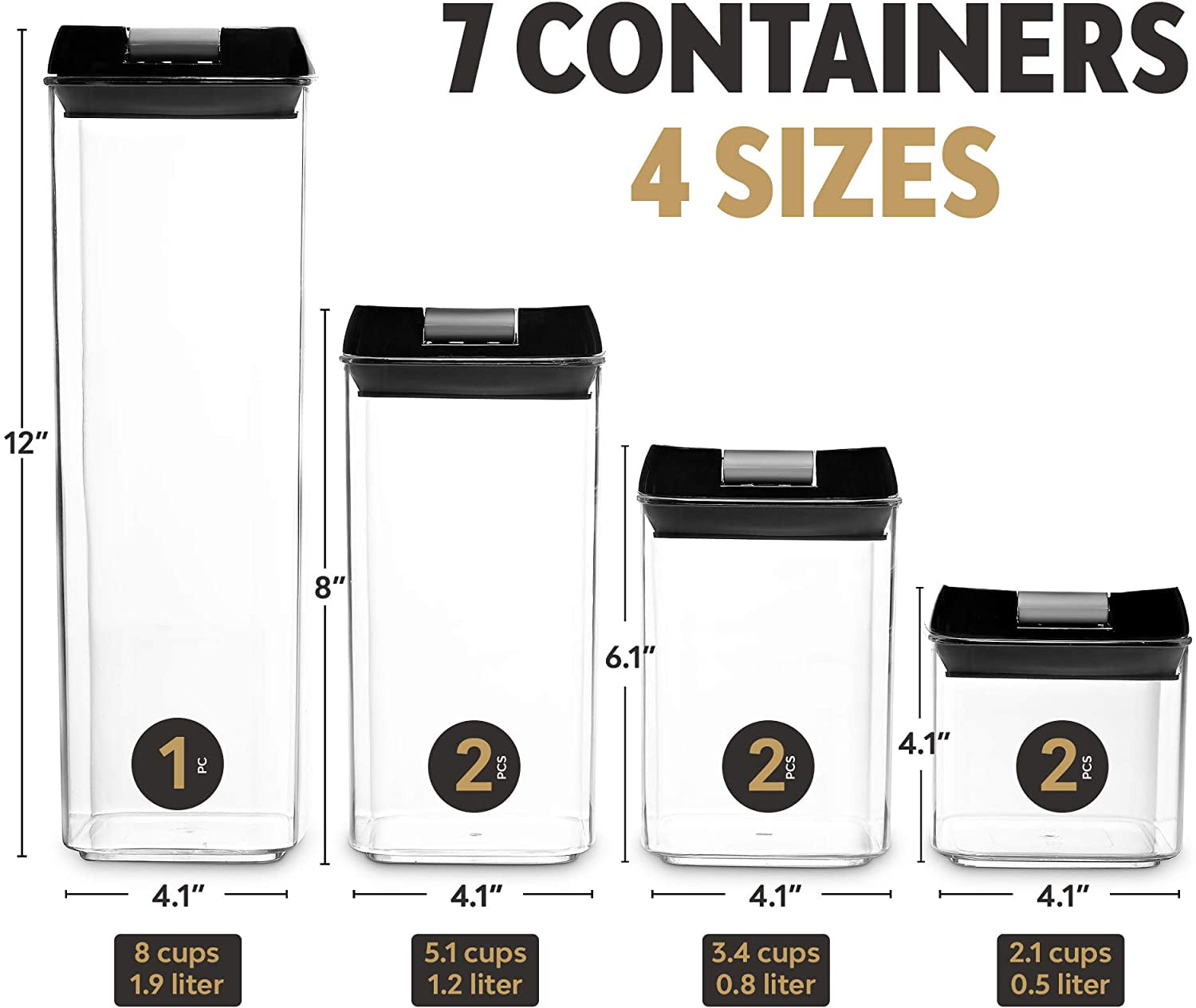 7× Airtight Food Storage Cereal Containers Pasta Sugar Storage Container  Set