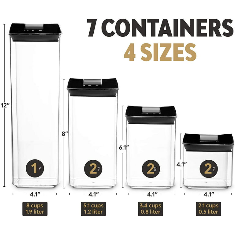 5 Pieces Airtight Food Storage Container Set - Pantry & Kitchen  Organization Containers - Labels & Chalk Marker - BPA Free Clear Plastic  Kitchen and Pantry Organization Containers 