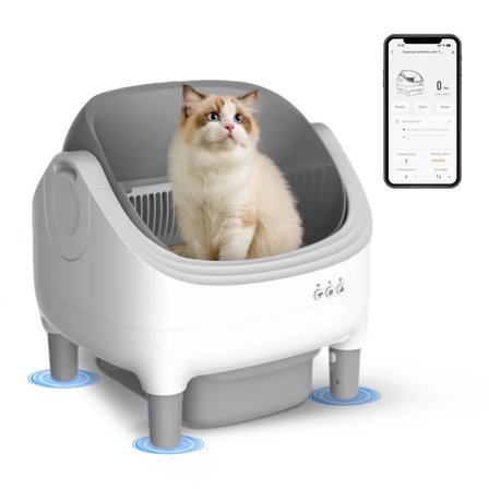 Topyangs Large Automatic App Controlled ABS Self-Cleaning Cat Litter Box, Gray