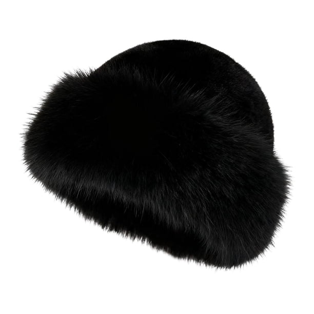 Gorro ruso para mujer, estilo pescador, de felpa, para invierno, para moto y nieve. Negro