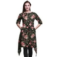 thumbnail image 1 of Bimba Black Leaves & Begonia Floral Women Kurtas Ethnic Printed Asymmetric Summer Wear Tops For Women X-Large, 1 of 6