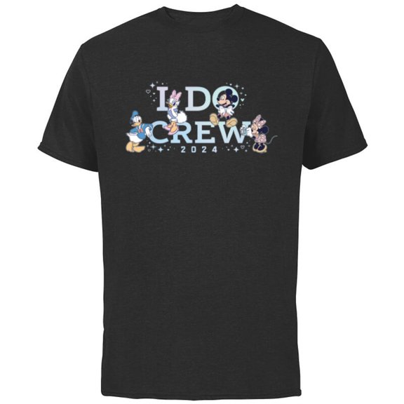 Disney “I Do Crew” Wedding Bridal Shower Bachelorette 2024- Short Sleeve Cotton T-Shirt for Adults - Customized-Black