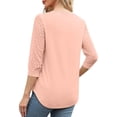 thumbnail image 6 of SOOMLON 3/4 Sleeve Shirts for Women Petite Tunic Cotton Tops Casual Solid V Neck Shirts Cute Lace T Shirts 2025 Trendy Spring Summer Ladies Tops Loose Fit Y2k Basic Outfits Pullover Orange XL, 6 of 9