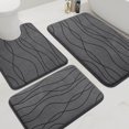 thumbnail image 1 of Juego de alfombras de baño YIHOUSE de espuma viscoelástica, 3 piezas, gris oscuro, 1 of 8