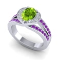 thumbnail image 2 of 2.35 Ct New Oval Cut Peridot & Amethyst Gemstone Bridal Ring for Ladies Solid 18K White Gold Size 3.5 by Diamond-Capitals, 2 of 8
