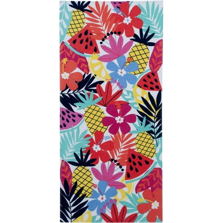 Mainstays Tropical Multi Printed Beach Towel 28 X 60 Mainstays Tropical Multi Printed Beach Towel