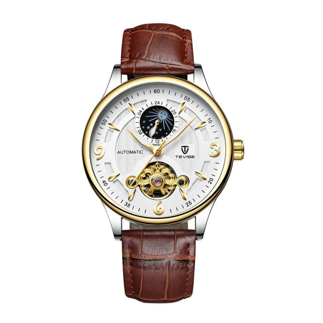Reloj de mecánico automático de cuero PU para hombre de lujo a prueba de agua Sunnimix Relojes mecánicos de los hombres