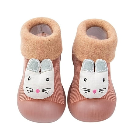 

NIUREDLTD Toddle Footwear Winter Toddler Shoes Soft Bottom Indoor Non Slip Warm Floor Animal Socks Shoes Size 19