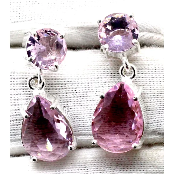 Pink Topaz Gemstone 925 Sterling Silver Handmade Jewelry Earring Size-1.50