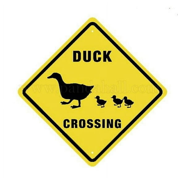 UV Protected & Waterproof Aluminum Warning Signs Duck Crossing Aluminum Sign Yellow 25x25x0.1cm