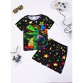 thumbnail image 3 of QEFJNO 3-12Y Kids Boys Pajamas Set 2 PCS Short Sleeve Top and Shorts Pants for Toddler Boys Dinosaur Pjs Summer, 3 of 12