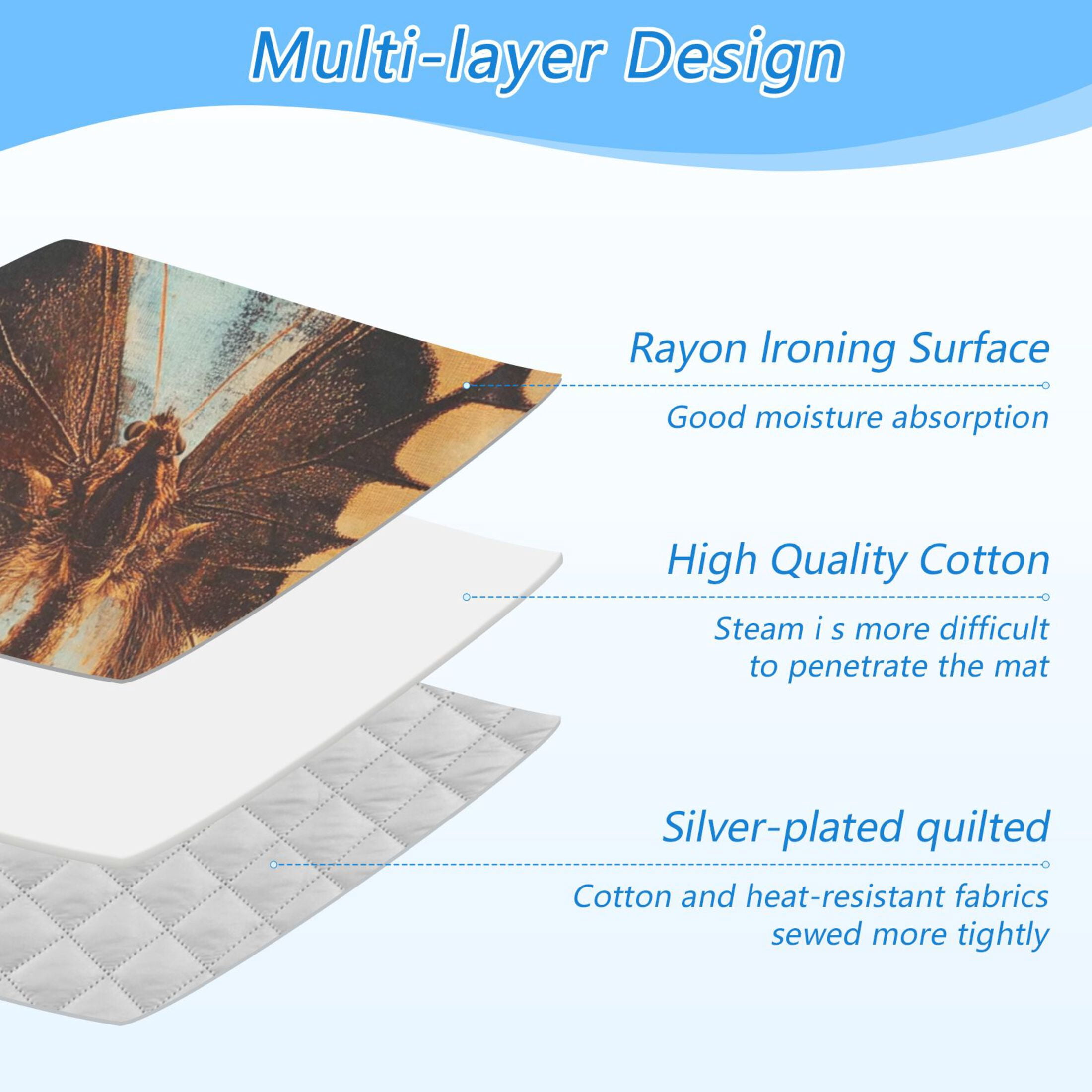 Butterfly Oil Painting Ironing Mat Blanket for Table Top Travel Portable Ironing Board Pad 47.2x27.6 Inch