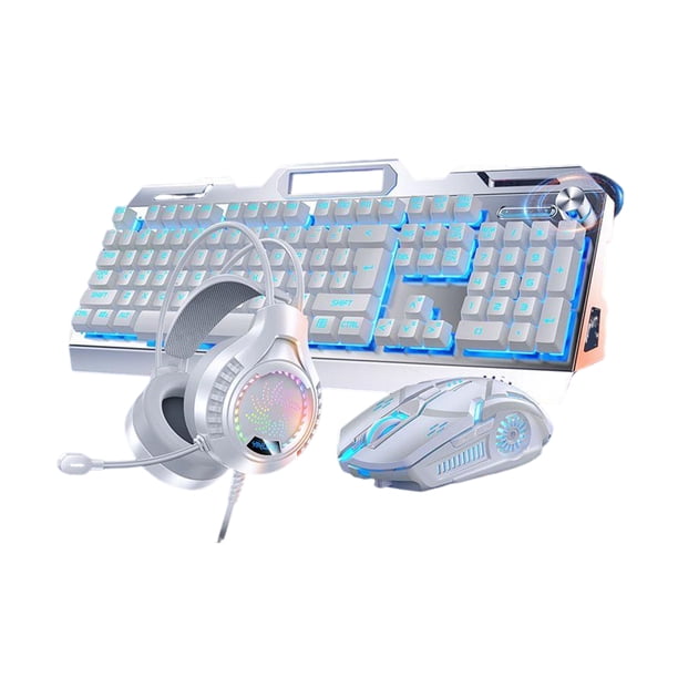 Teclados para jugadores Bearachild ergonómicos y compatibles inalámbrico teclado duradero mecánico Juegos de teclado y mouse para computadora blanco