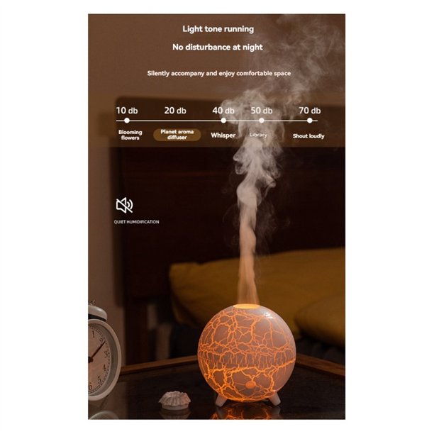 Humidificador de Aire Ultrasónico Planet Air de 200 Ml, USB, Difusor de Aromaterapia con Llama de 7 Colores, Llama Agrietada Colorida B