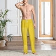 thumbnail image 5 of Vsdgher Yellow Glitter Print Mens Pajama Pants Sleep & Lounge Pants, PJ Bottoms With elastic waistb and Pockets, 5 of 5