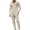Khaki, variant on Mens 2 Piece Outfits Textured Contrast Collared Button Long Sleeve Top & Straight Trousers Set Elastic Drawstring Waist Slim Fit Daily Smart Loungewear Suit