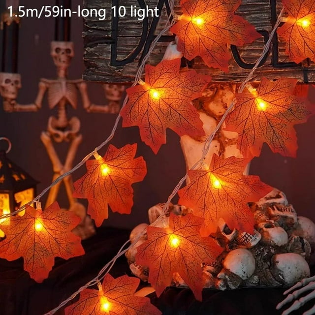 Fall Decorations for Home Maple Leaf Pumpkin Lights, Waterproof Thanksgiving Decorations Fall Seasonal Lights, Lighted Fall Leaves String Lights, for Indoor Outdoor Halloween Thanksgiving Decor