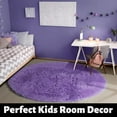 thumbnail image 6 of WOVTE Purple Round Rug for Bedroom, Fluffy Circle Rug 4' x 4' Furry Carpet for Teen Room, Shaggy Circular Rug for Nursery Room, Fuzzy Plush Rug for Dorm, Cute Room Decor, 6 of 7