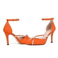 thumbnail image 3 of YOWMNS Women's Sexy Elegant Rhinestone Closed Toe Wedding Shoes Satin High Stiletto Heel Pointed Toe Heeled Sandals (orange, 6), 3 of 5