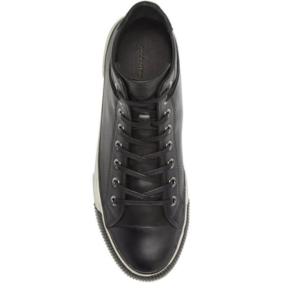 ALLSAINTS Mens Black Comfort Distressed Osun Round Toe Platform Lace-Up Leather Athletic Sneakers 43