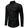 thumbnail image 1 of pstuiky mangas largas para hombre, Camisa blusa informal de manga larga con cuello vuelto y botones lisos a la moda para hombre salir tops l, 1 of 7