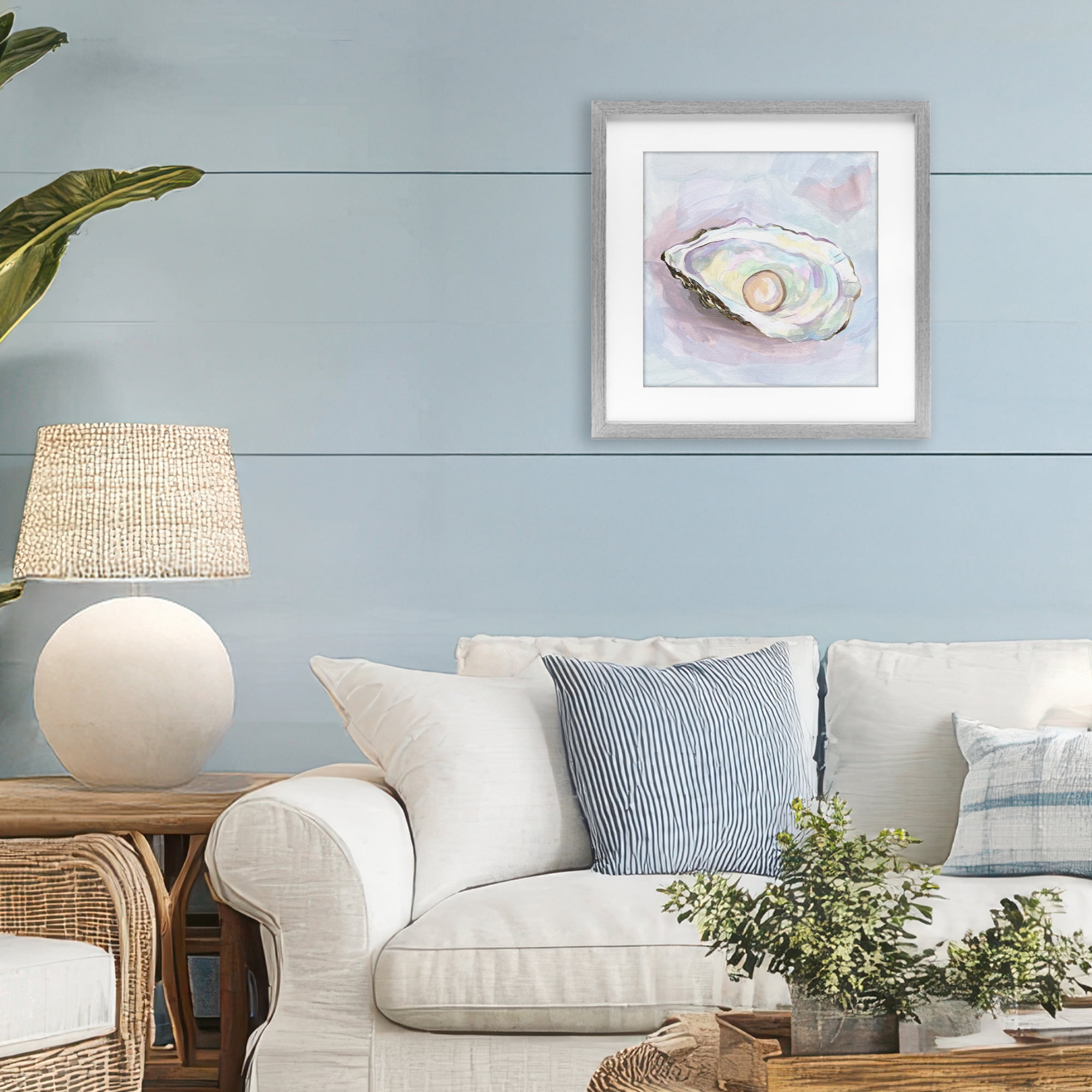Stupell Industries Silent Opal Oyster Gray Framed Print Under Glass, design by Melissa Wang
