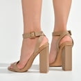 thumbnail image 5 of Cape Robbin Maria-2 Taupe Block High Heel Transparent Open Toe Fashion Pumps (VIBRANT ROSE GOLD, 8.5), 5 of 5