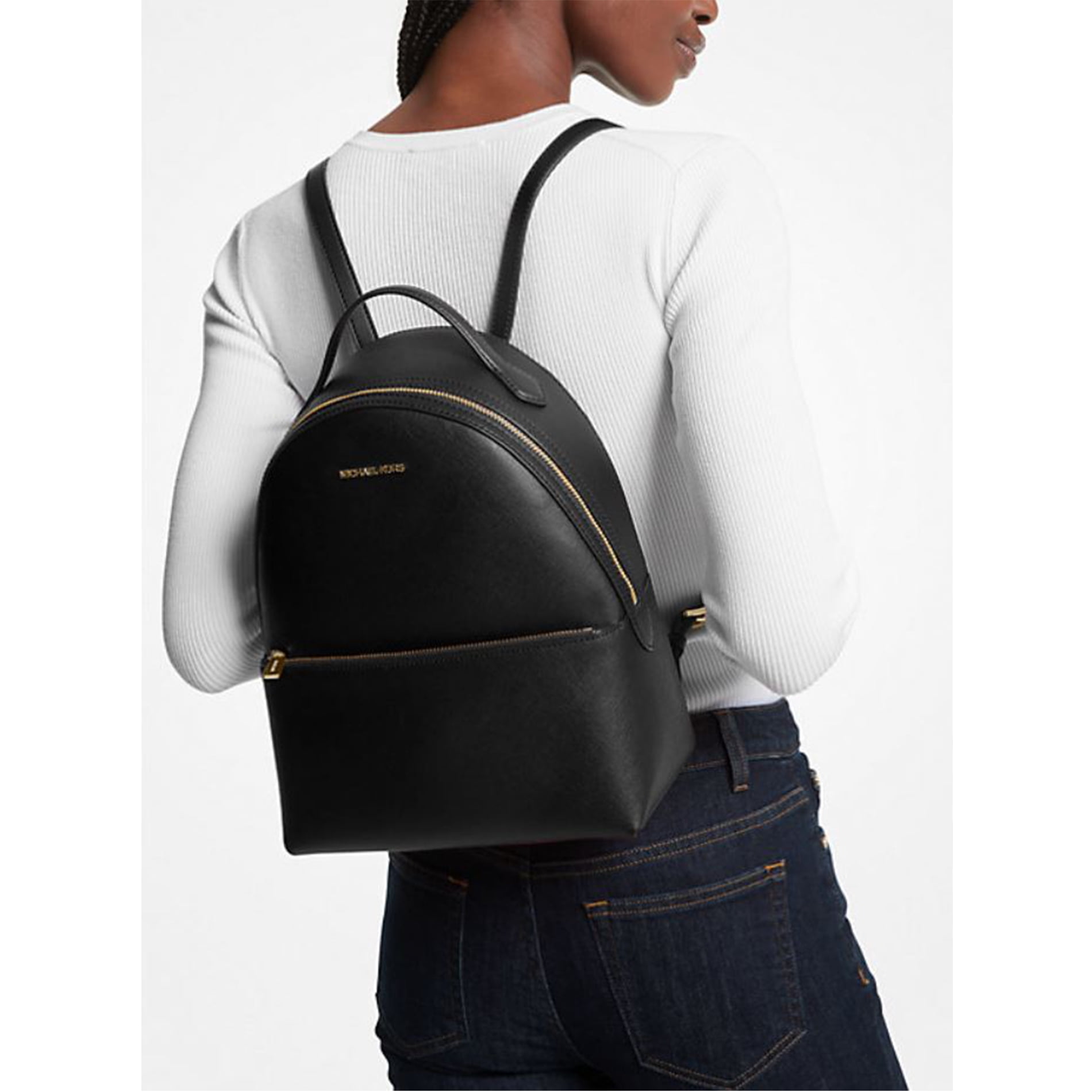 Michael Kors Womens Sheila Medium Logo Backpack (Black Leather) 35F3G6HB6L-001