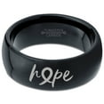 thumbnail image 2 of Tungsten Optomistic Hope Awareness Ribbon Band Ring 8mm Men Women Comfort Fit Black Dome Polished, 2 of 4