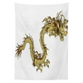 thumbnail image 3 of Ambesonne Dragon Tablecloth Rectangular Table Cover, Traditional Astrology Art, 52"x70", Yellow and White, 3 of 4