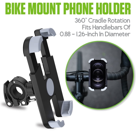 Cellet Bike Phone Mount Holder - 360° Rotation, Universal Handlebar Clamp 0.88-1.26", Non-Slip Cradle for iPhone & Android 4.7-6.8", Easy Install Bicycle Motorcycle