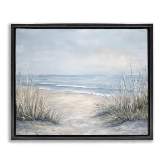 Stupell Industries Coastal To The Beach Tranquil Landscape Black Floating Frame Canvas Art, 21 x 17, by Petals Prints Design