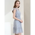 thumbnail image 4 of INSPIRE CHIC Women's Flutter Sleeves V Neck Smocked Waist Ruffle Floral Dresses, 4 of 6
