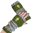 thumbnail image 2 of Winter New Ladies Fingerless Knitted Warm Half Finger Wool Gloves, 2 of 8