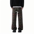 thumbnail image 2 of Puntoco Pantalones rectos con cintura elástica y bolsillos con cordón y estampado Zang-zang para hombre, 2 of 9