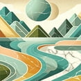 thumbnail image 3 of Ambesonne Lake Duvet Cover Set, Mountain Minimal Marble Print, Twin, Amber and Seafoam, 3 of 3