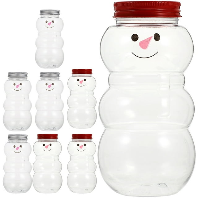 8pcs botellas de jugo de plástico botellas de jugo de nieve muñeco de nieve botellas de agua botellas de agua