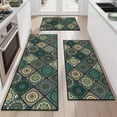 thumbnail image 6 of Findosom 3pc Boho Kitchen Rugs and Mats Set, Non Slip Washable Kitchen Runner Rug for Kitchen Floor, Farmhouse Kitchen Decor, Hallway, Entryway, Laundry Room,20"x32"+20"x47"+20"x59" Green, 6 of 8