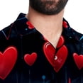 thumbnail image 5 of Valentine's Day Love ECG Men's Short Sleeve Hawaiian Shirt Button Down Poplin Beach Casual Printed Unisex Summer Tops, 5 of 6