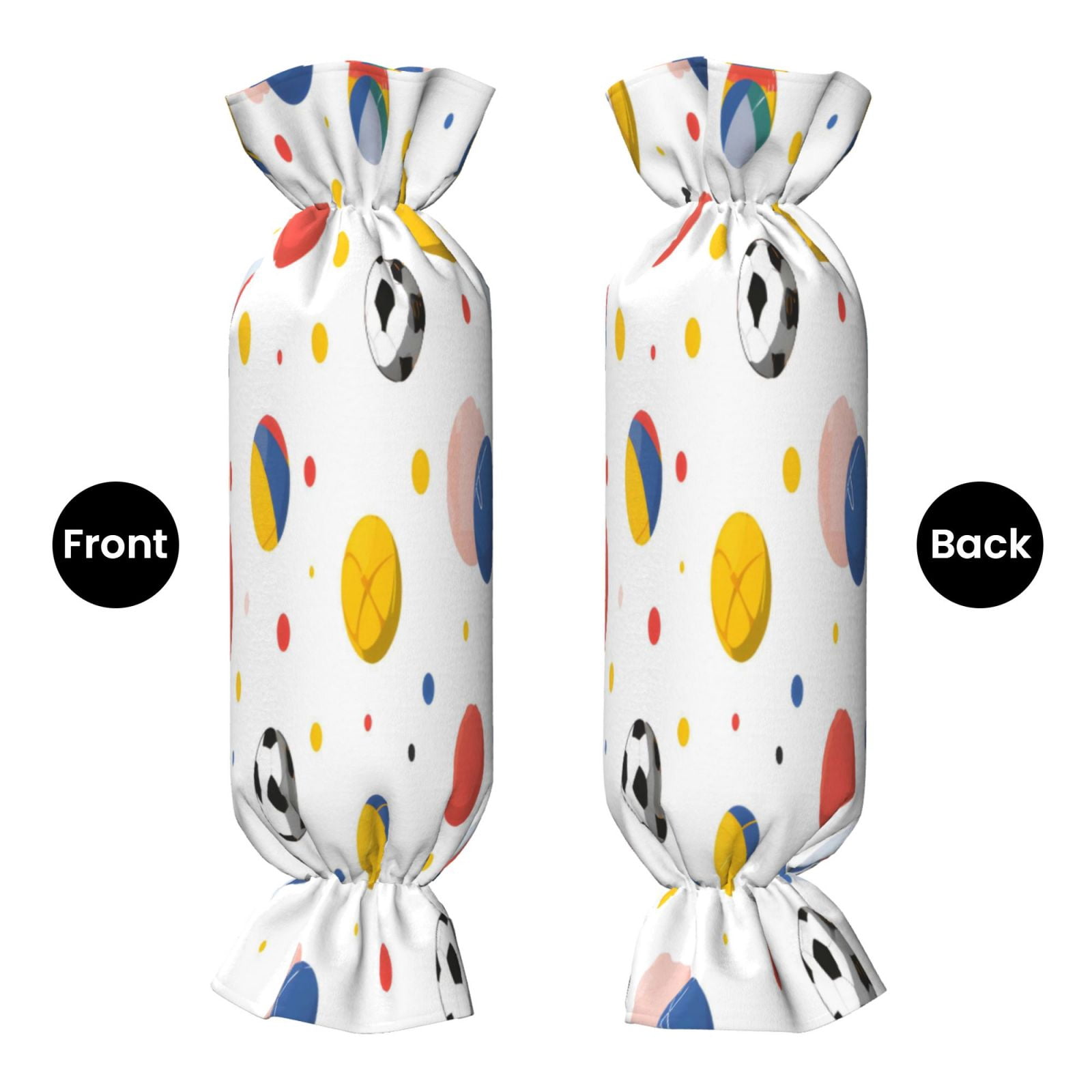 Candy Throw Pillow Travel Cervical Pillow Cylindrical Neck Body Cushion With Insert For Bed Couch Home Decor 9.8x24.4in Geometric Sports Balls Bright Multicolor