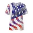 thumbnail image 4 of ibuvkizy Independence Day Shirts for Women Fashion American Flag Tops Patriotic Print Short Sleeve T-Shirts Red White Blue Shirts for Women Blue L, 4 of 5