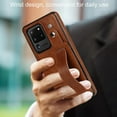 thumbnail image 6 of Design for Samsung Galaxy S20 Ultra 5G Phone Case with Screen Protector Adjustable Wrist Strap Kickstand Credit Card Slot Slim Shockproof Hybrid Rugged Protective Cover for Men 6.9 inch Brown, 6 of 14